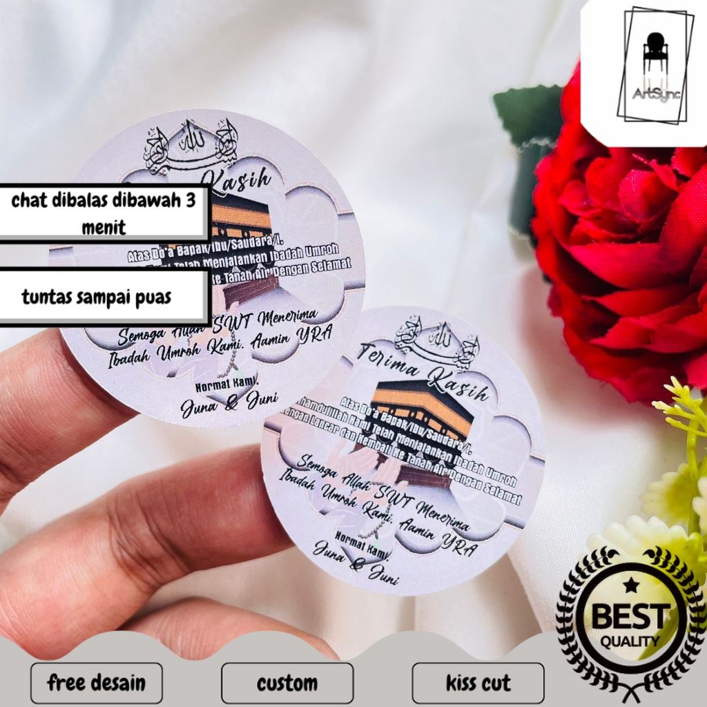

Syncart 2-4 Cetak Print Stiker Bulat Haji Umroh Sticker Label Custom Gift Hajj Murah Free Desain
