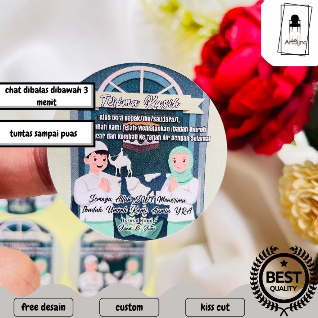 

Syncart 5-8 Stiker Gift Umroh Chromo Bulat Sticker Label Souvenir Naik Haji Free Desain Uk.Sedang