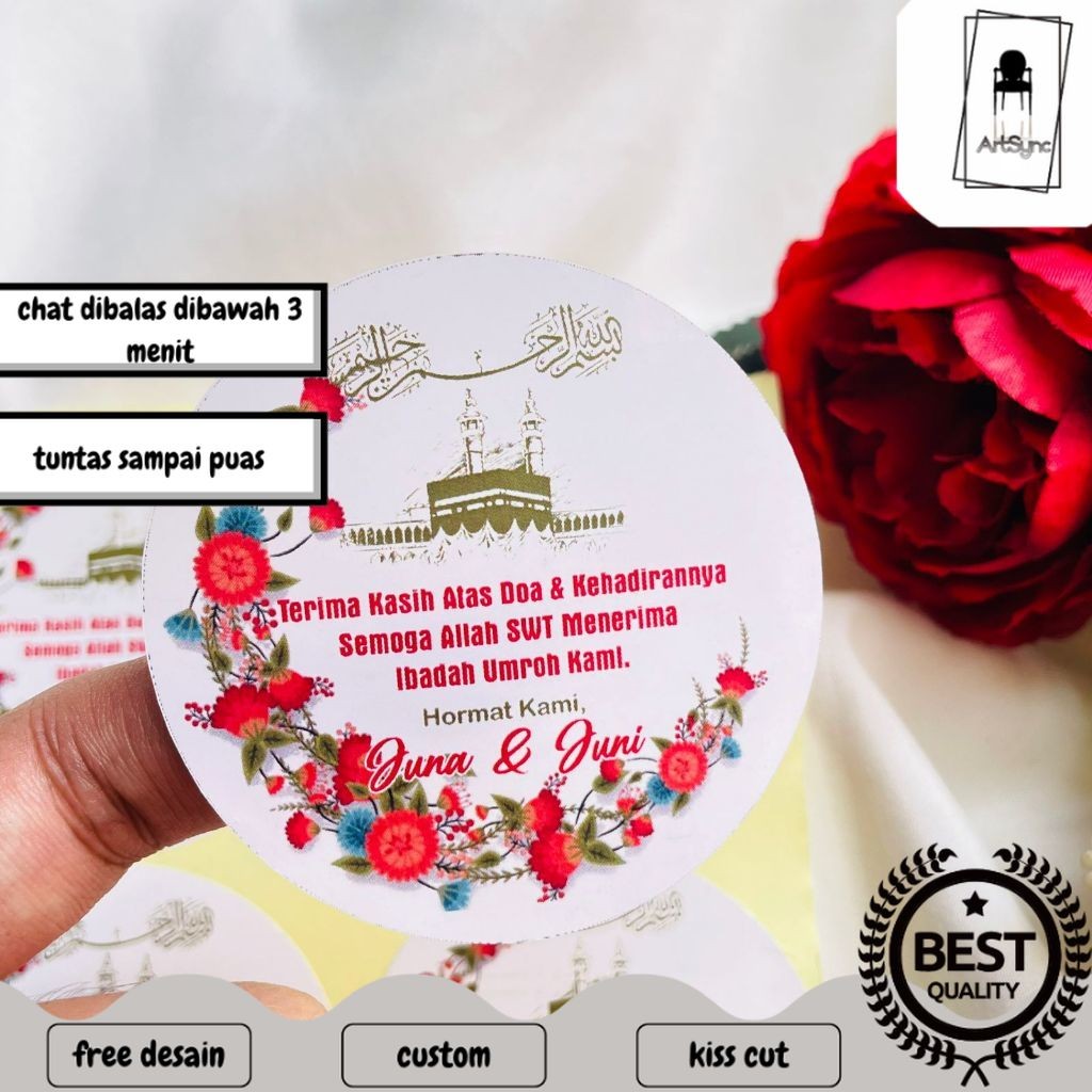 

Syncart 9-15 Print Cetak Sticker Hampers Snack Oleh Oleh Naik Haji Label Tasyakuran Umroh Bulat