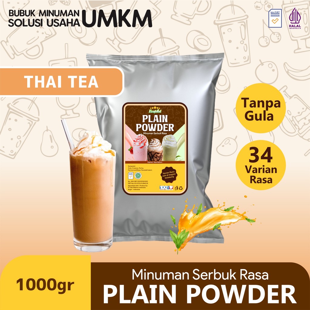 

Bubuk Minuman Tanpa Gula Powder Drink No Sugar Plain Powder Rasa Thai Tea 1kg