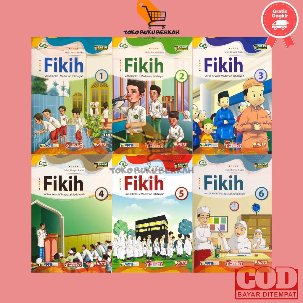 Aqila Buku Fikih Kelas 1 2 3 4 5 6 SD/MI Kurikulum Merdeka KMA 450 Penerbit Tiga Serangkai