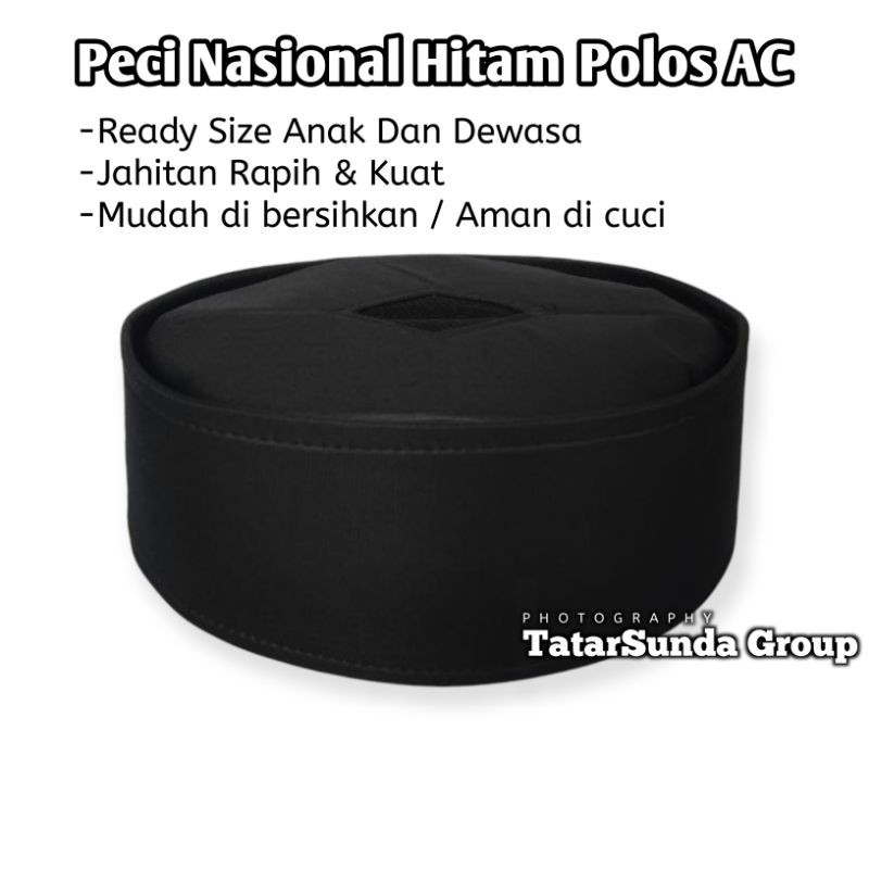 ORIGINAL Peci Hitam Kopeah Songkok Hitam Polos Ac Tengah Waterproof ay-97