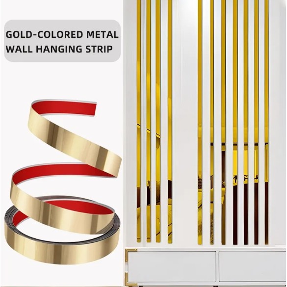 5M List Plat Strip Mirror Gold/ list stiker dinding /Wall Sticker Stainless Steel Flat Decorative/li