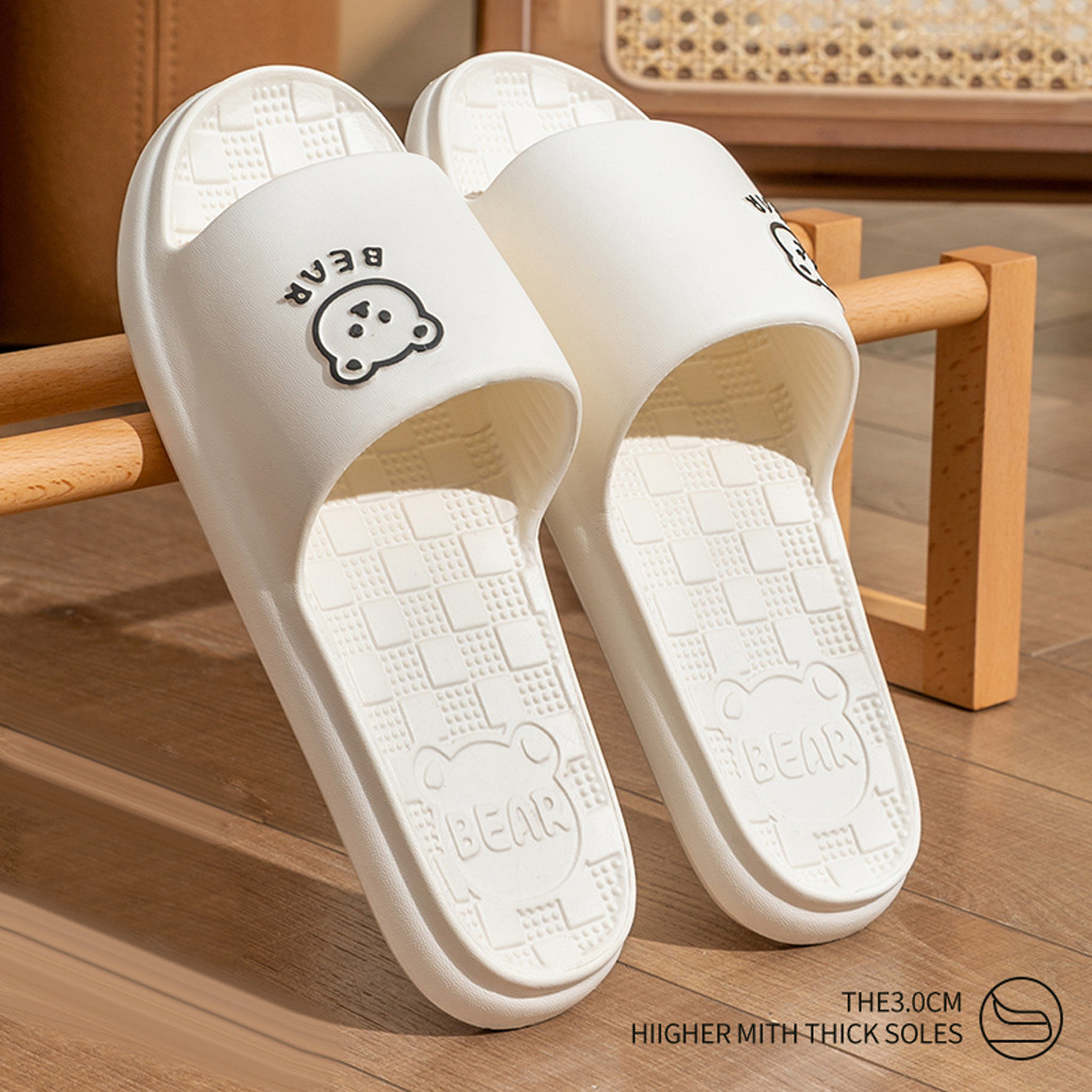 Sandal Wanita Pria Kekinian Empuk Sendal Laki Jelly Rumah Sepatu Sendal  hitam putih Slop Cowo