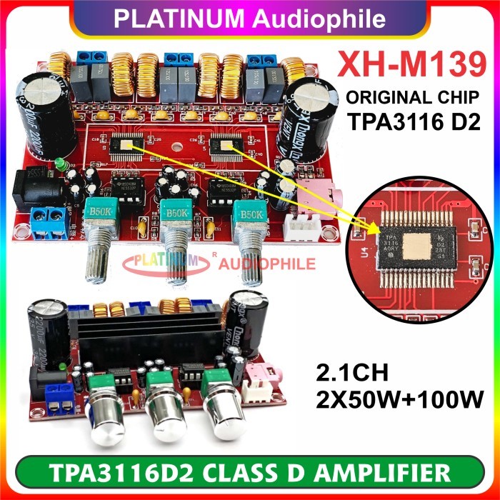 Promo TPA3116 Amplifier Class 2X 50W + 100W 2.1 CH Dual Chip 32pin TPA3116D2 Original XH-M139