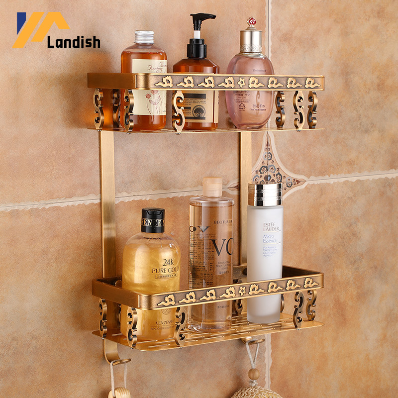 Obral super besarRak Shampoo Kamar Mandi Tower Bar Rack Persegi Rak Kosmetik Gantung Dinding Rak Mew