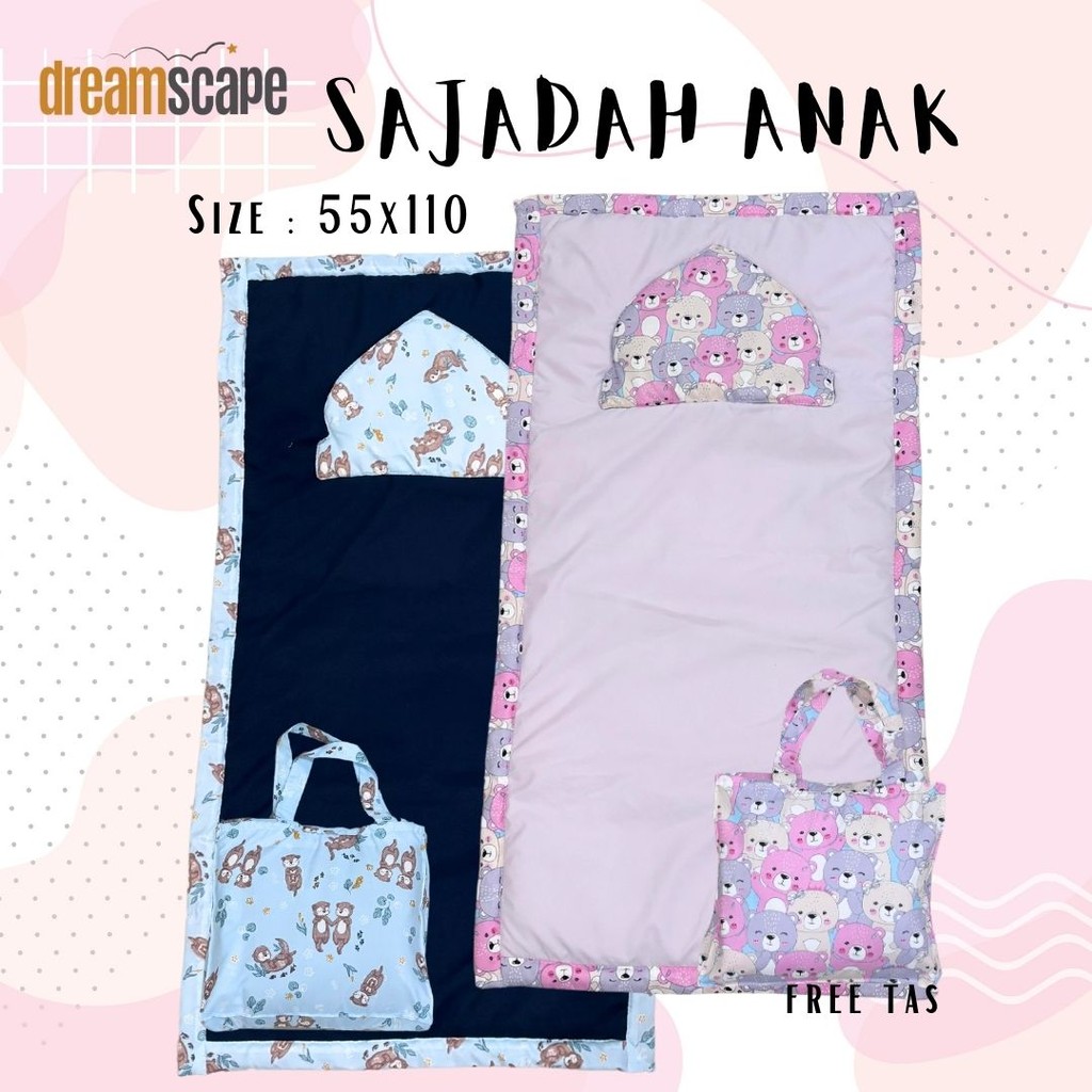 Sajadah Anak Tebal Empuk Premium 50x110 + Tas Sajadah
