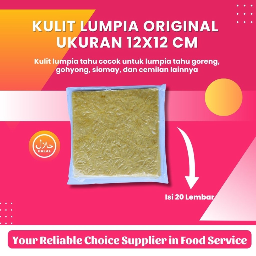 

KULIT TAHU TAWAR KUNING 12 cm dan 15 cm, ISI 20 PCS HALAL, LENTUR UNTUK LUMPIA AYAM, HEKENG, GOHYONG