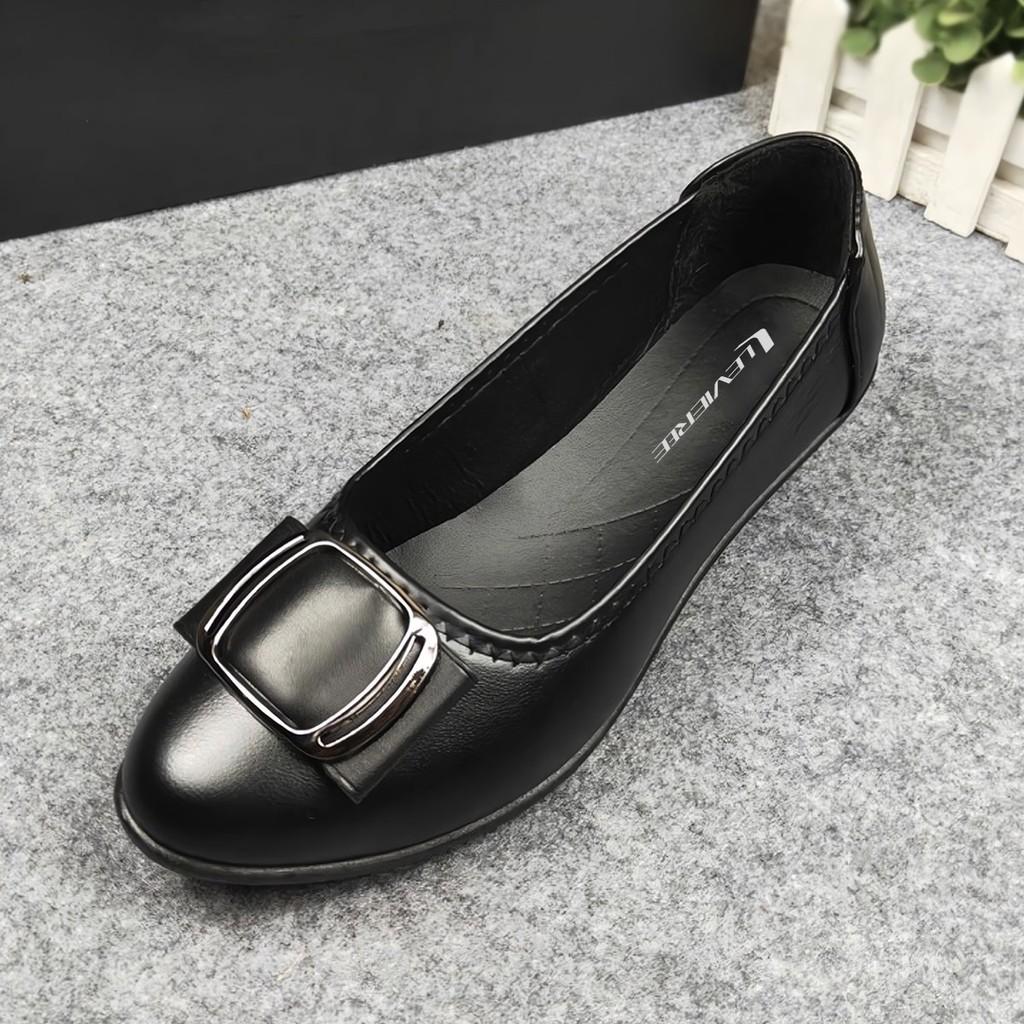 Sepatu Flat Shoes Wanita Hak Sepatu Bahan Jelly Mules Hak Tahu Sepatu Kerja  TG1597