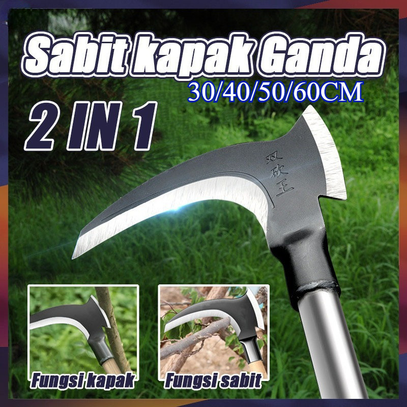 Ukuran besar Alat Sabit Kapak Ganda Baja/Sabit Ranting Pohon/ Sabit Rumput/ Padi Pembelah Bambu Pema