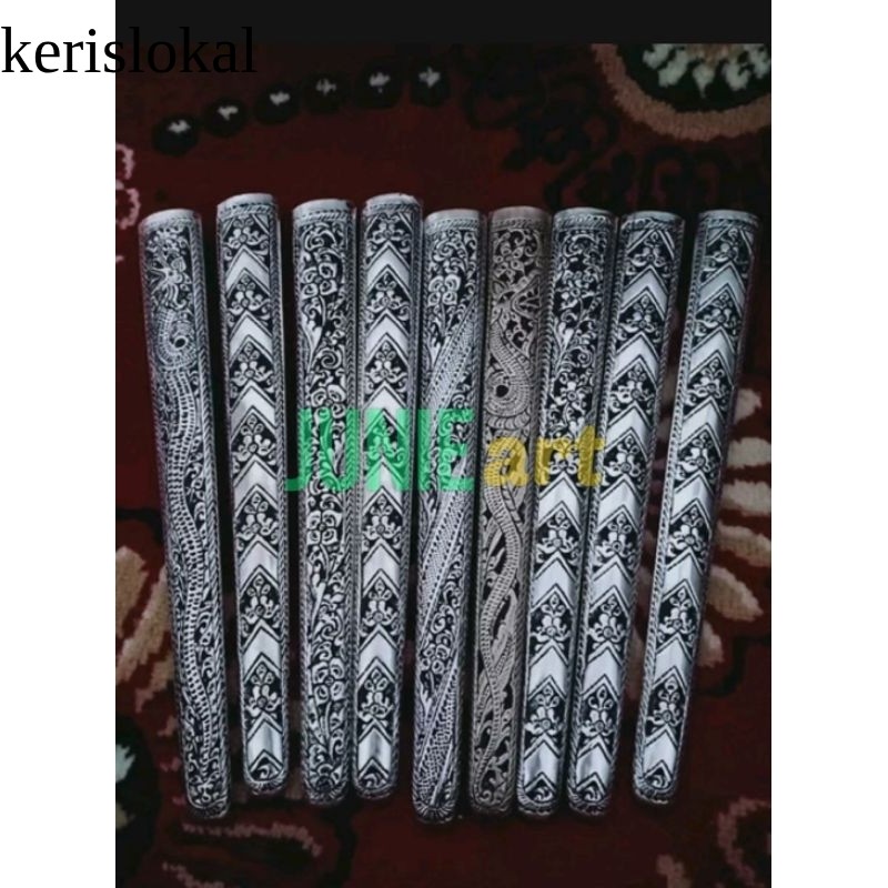 Pendok bunton solo kuningan sepuh perak asli antik 36 cm KL17