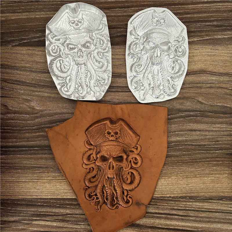 

Skull Octopus Design Leather Mold Metal Stamps Pirate Skull Head Pattern 3D Cold Pressing Stamping Craft Tool Aluminum Alloy