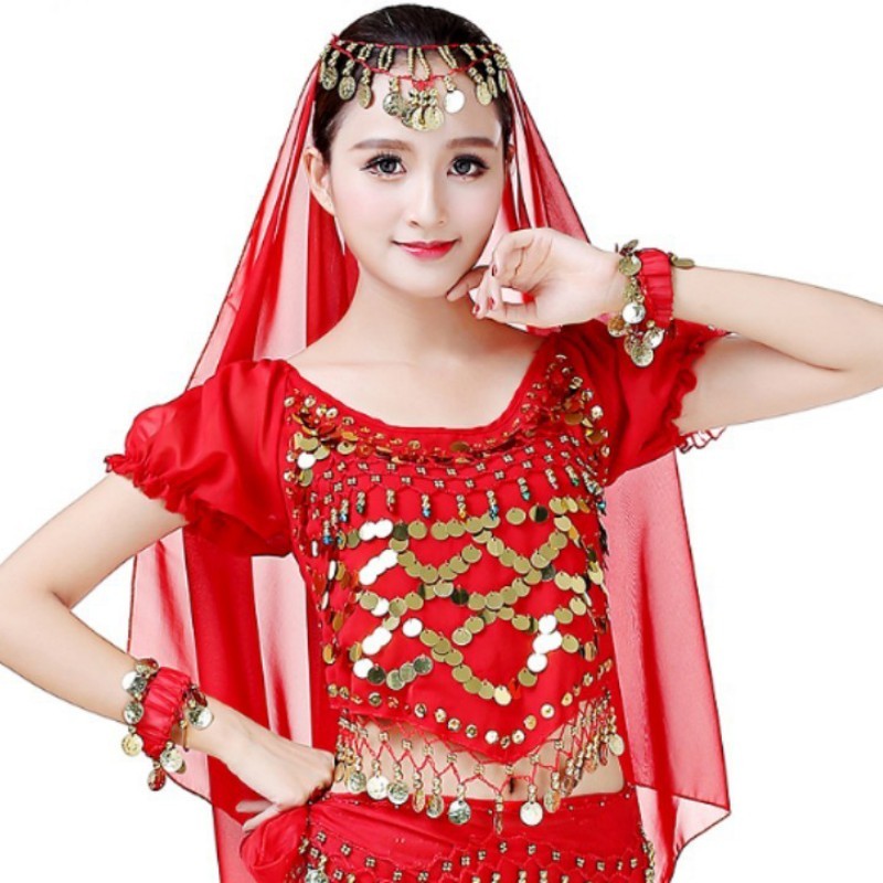 Wanita Kostum Belly Dance Sifon Baju Atasan Tari Perut Baju Atasan Tari Perut India Celana Aladin