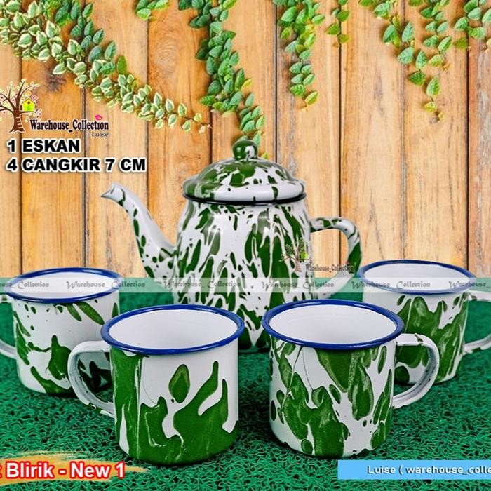 SET TEKO MEDIUM DAN CANGKIR / TEKO 850ml + CANGKIR 7 cm / SET BLIRIK / TEKO DAN CANGKIR SET JADUL / 