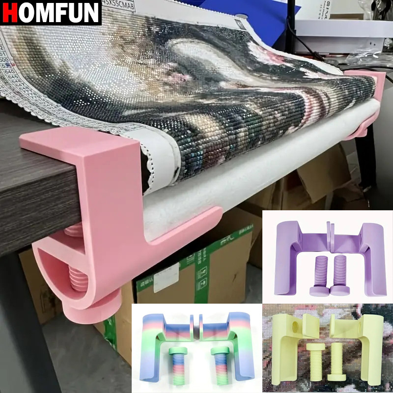 

HOMFUN Diamond Painting Scroll Holder Embroidery Canvas Pad Pliers, Suitable for 2~4cm/0.78~1.57inch Thickness Table Board Table