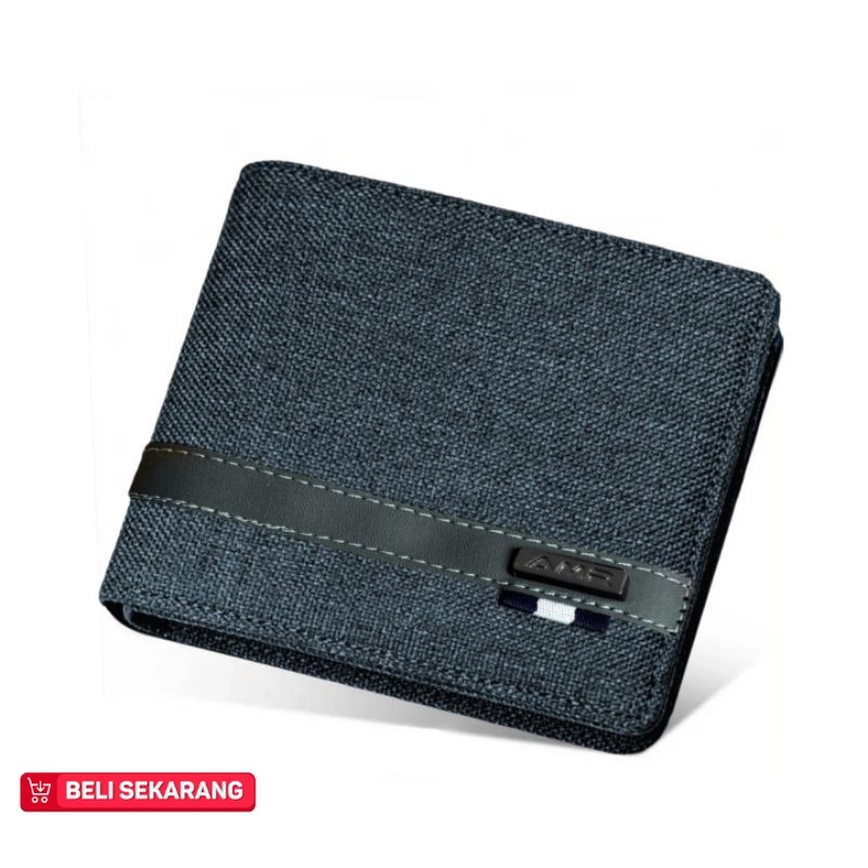 Dompet Pria Kanvas Lipat Dompet Pria Penyimpanan Kartu dan Uang + box