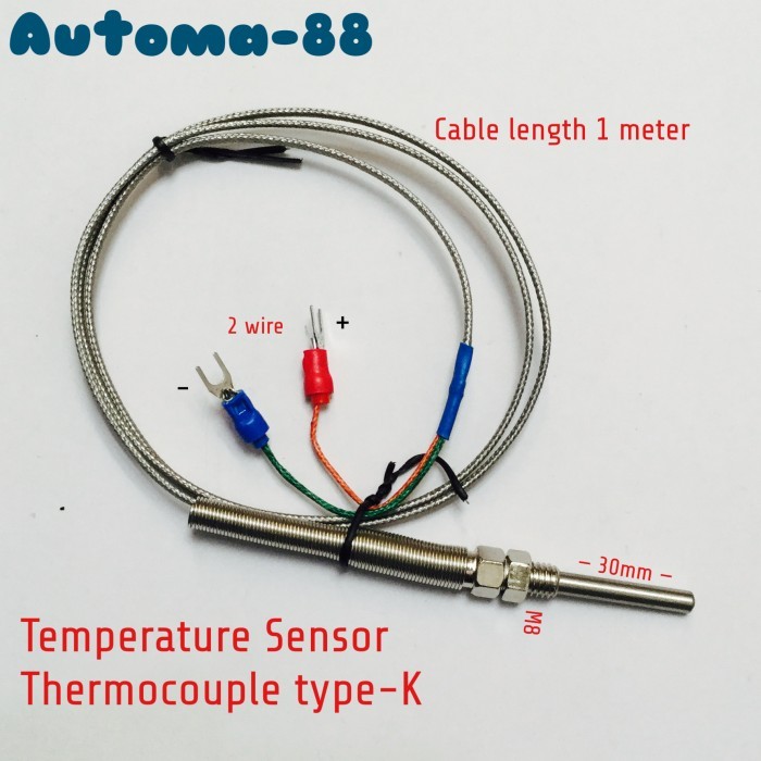 MD99 Thermocouple Type-K M8 30mm 3cm Temperature Sensor Probe 1m 1 meter