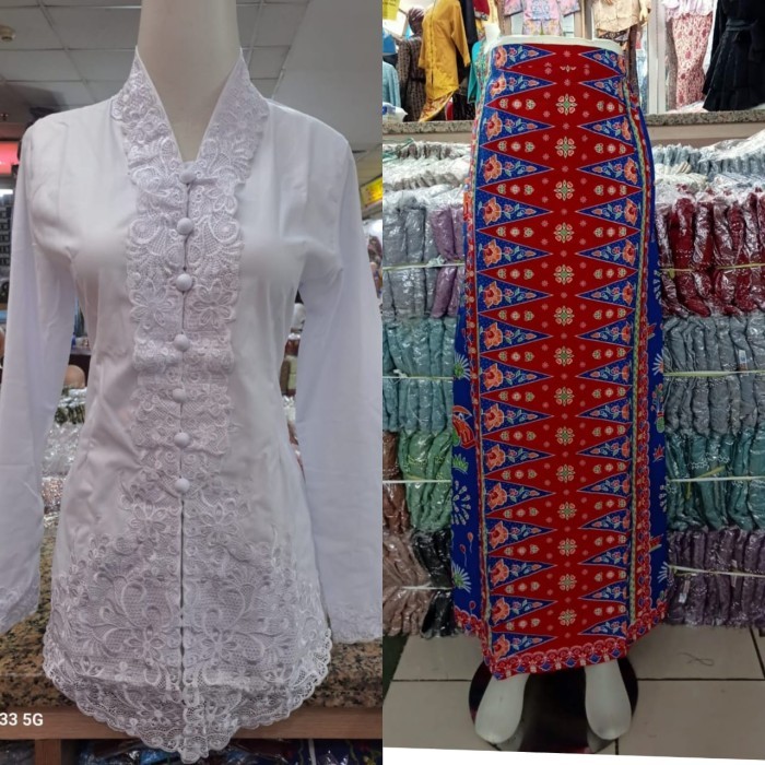 ✨LARIS✨ -Set Baju Kebaya Encim Bordir Polos / Kebaya Wanita Modern - Navi, Hanya Atasan