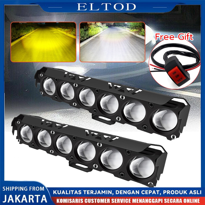 Lampu tembak Motor Mobil LED Laser D2 D3 transformer 2 Warna Putih Kuning 6 Mata Lampu Laser LED