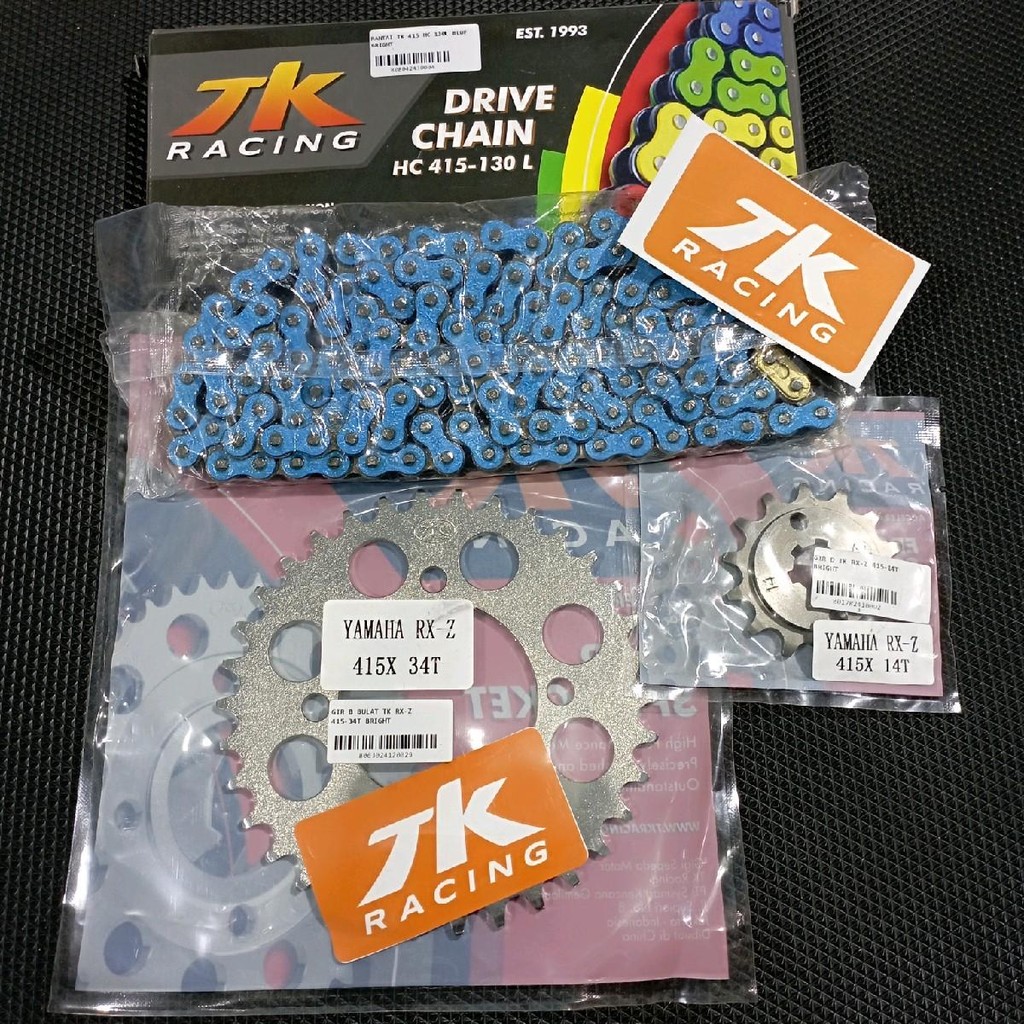 Gear Gir Set TK RACING 415 Rxz Jupiter Vega Rxk Crypton 30/31/32/33/34/35/36/37/38 Rantai Biru 415HC