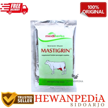 MASTIGRIN 100 gr Hewanpedia - obat herbal mengobati gejala mastitis dan memperlancar produksi susu t