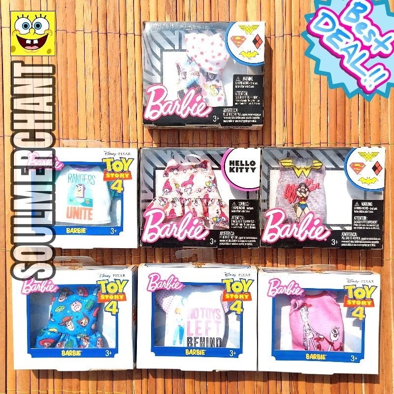Baju Barbie Wonder Woman Hello Kitty Toy Story Original Mattel