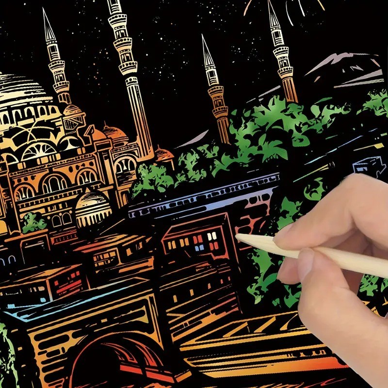 

2 PCS Deluxe Scratch Art Rainbow Scratch Paper Creative Hobby for Adults,Black Scratch Off Paper with Reveal Design,Unique Gift