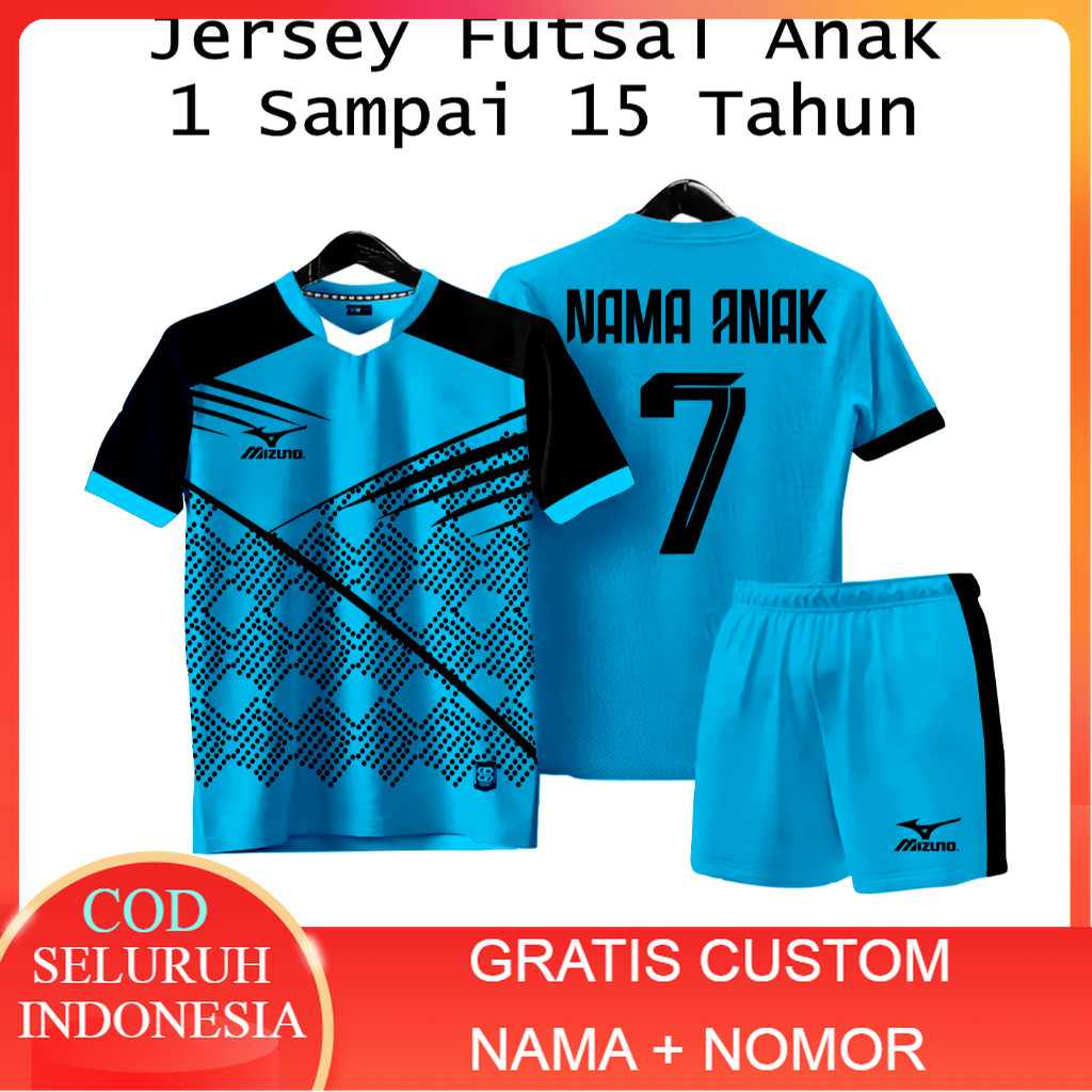 Baju Bola Sablon Nama + Nomor Jersey Futsal Custom Anak Anak Jersey Bola Custom Nama Anak S02