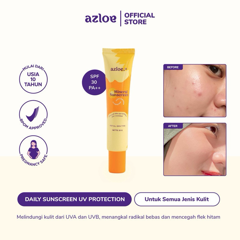 Azloe Tinted sunscreen kulit berminyak berjerawat [READY STOCK KIRIM NOW] AZLOE (Daily Sunscreen UV 