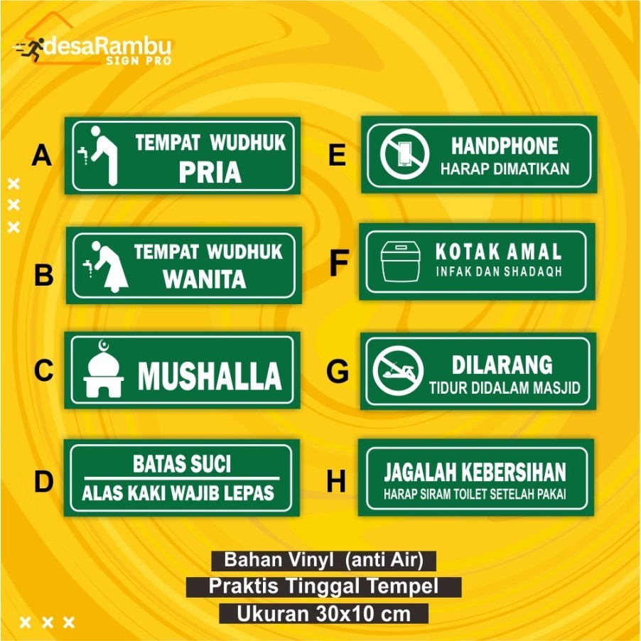 

Cetak Stiker Akrilik Rambu Informasi Ukuran 30 cm x 10 Untuk Rumah Ibadah Mushala Masjid Sign Tempat Wuduk Batas Suci - Afbi Print