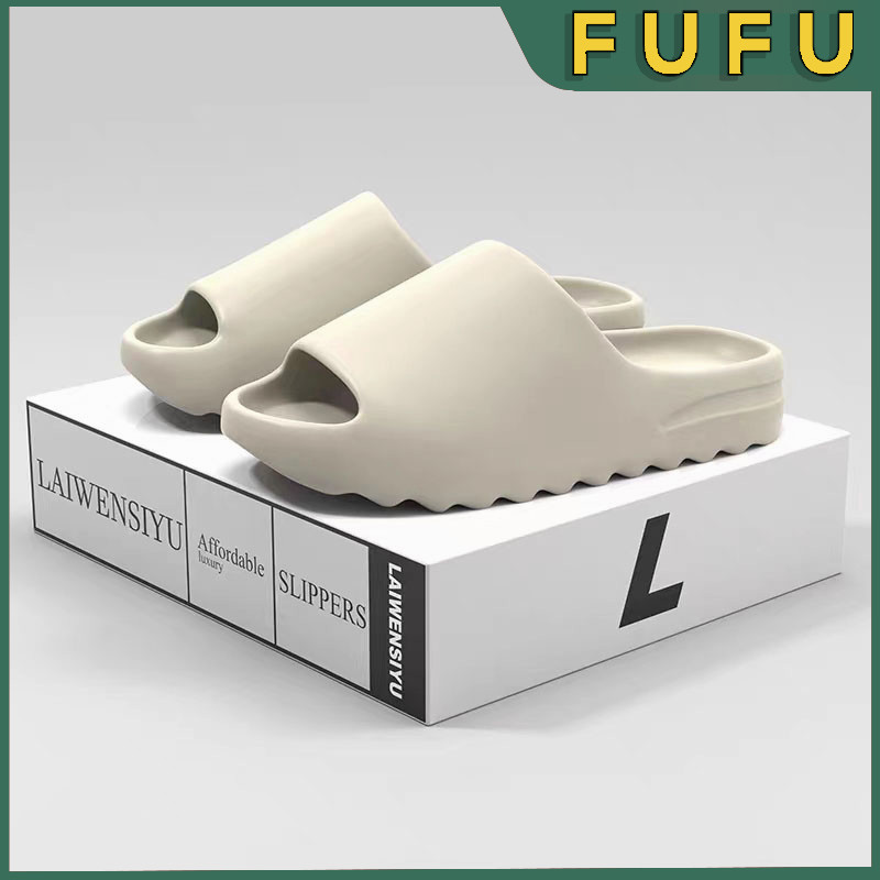 FUFU Sendal Slop Sendal Selop Pria Sendal Karet Empuk Anti Slip Ukuran 36-45 Cream/Hitam/Coklat/Hija