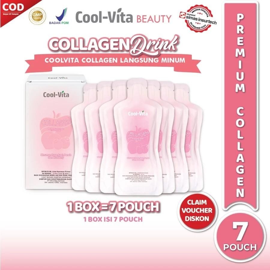 

Coolvita Collagen Premium Langsung Minum Pencerah Kulit Glowing 3000mg Beauty Drink Rasa Apel, Persik & Blueberry 1 Box