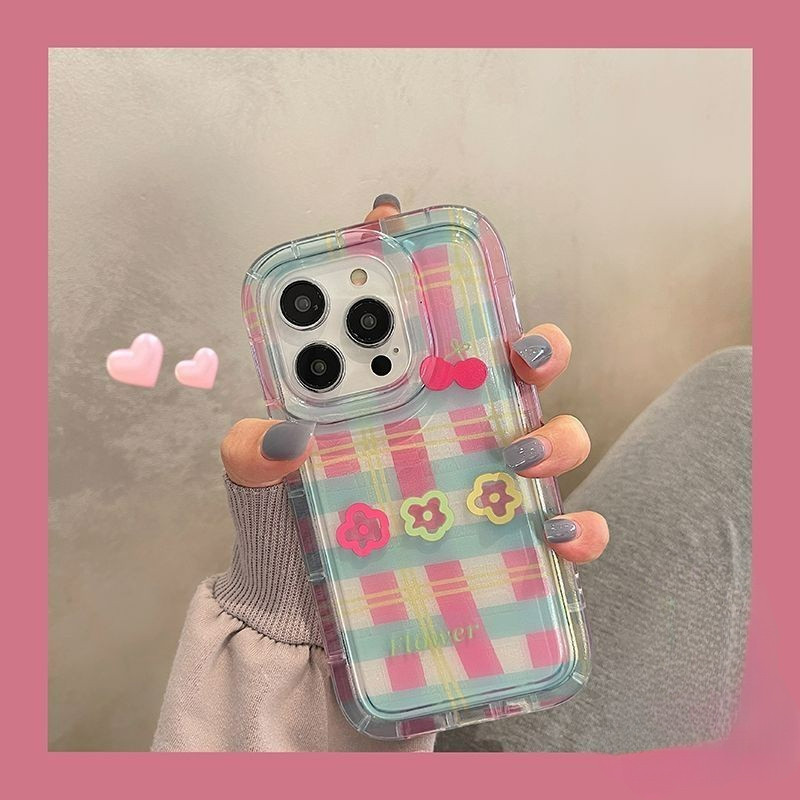 Airbag Pink plaid transparan soft case hp VIVO Y28  Y100 4G Y18 Y03T V30 V30 Pro V27 Pro V27e Y20S Y