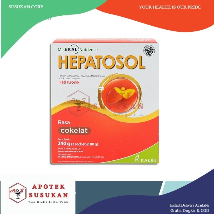 

Hepatosol Chocolate 240 Gram - Susu Nutrisi Khusus Pasien Gangguan Hati Ringan