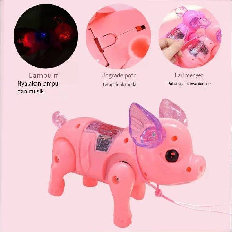 Babi Elektrik/Babi Menyala Dalam Gelap Mainan Anak-anak/Tali Mainan Tempat Babi Mainan Pasar Malam L