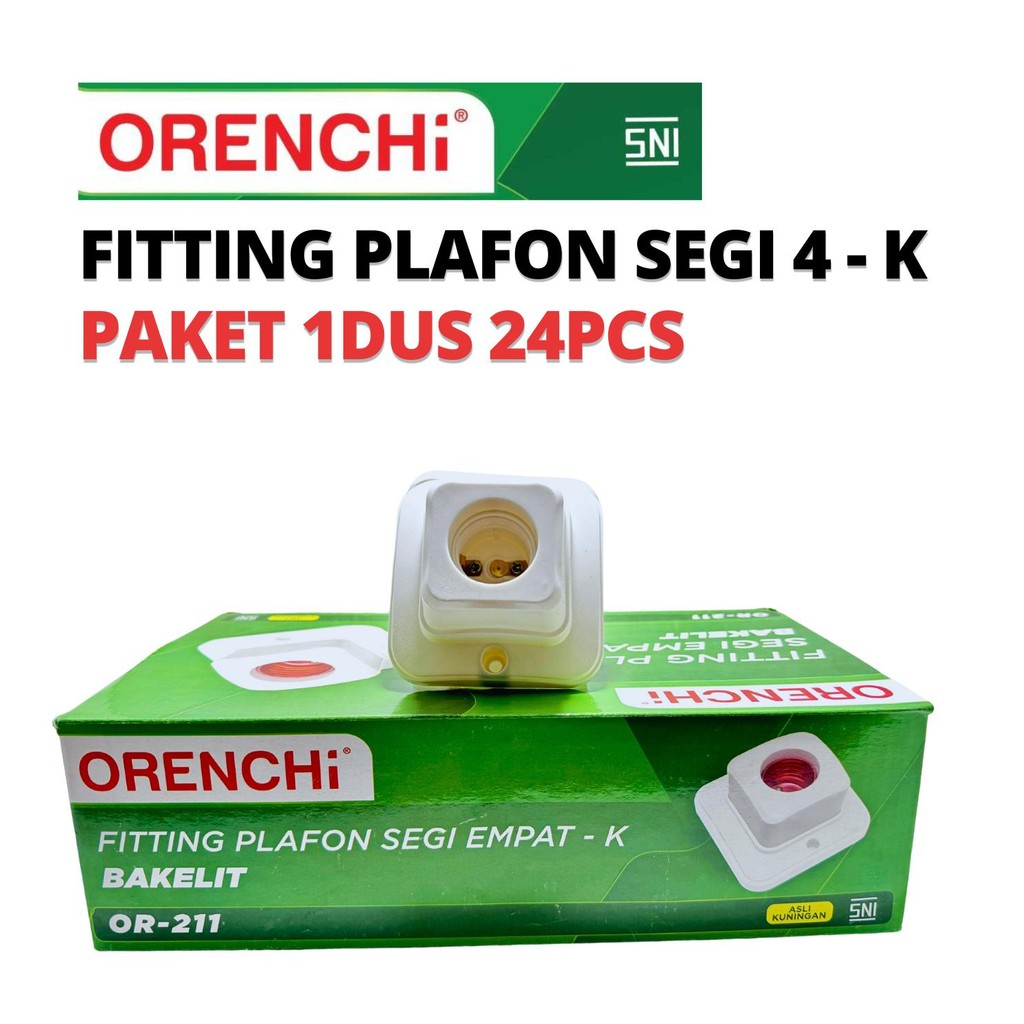 

7lekkar - paket 1 dus fitting plafon segi empat orenchi bakelite or210 or211 e27