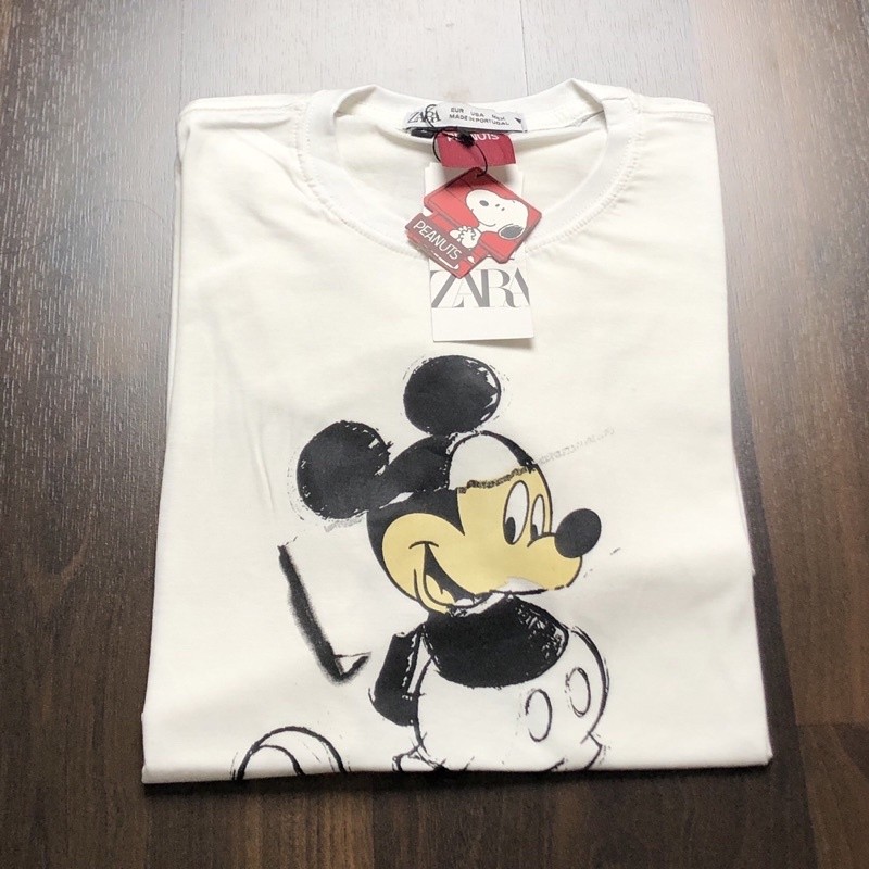 KAOS ZARA X MICKEYMOUSE - COLAGE PUTIH FULLTAG + LABEL IMPORT TSHIRT ZARA BAJU PRIA WANITA PATCHSOCK