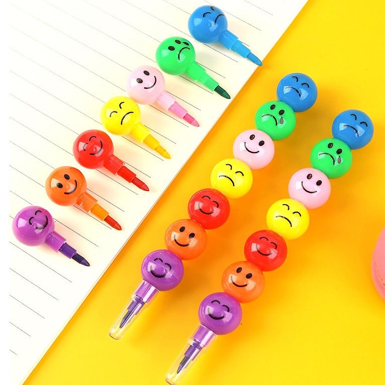 

1 SET ISI 7 WARNA PENSIL WARNA RAINBOW / PENSIL WARNA WARNI SUSUN MOTIF EMOTICON