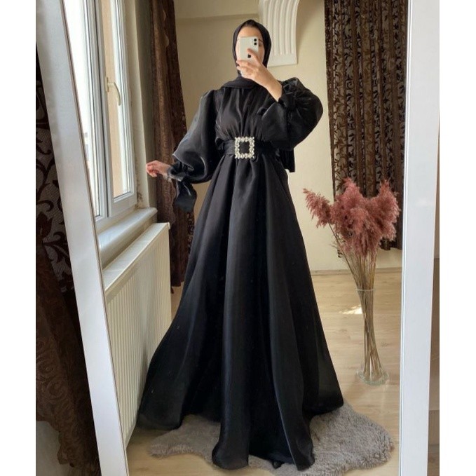 Gaun muslim organza silk premium elegant Murah - Hanum Dress