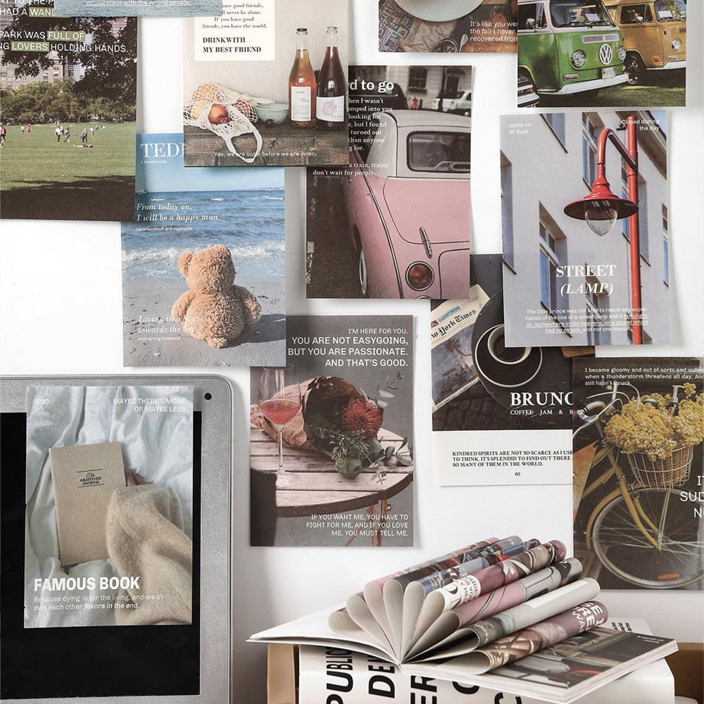 

Mr. Paper, 4 Styles, 50pcs/book, Romantic Illustration Material Book, DIY Collage Scrapbook, Photo Frame Decoration Card Paper
