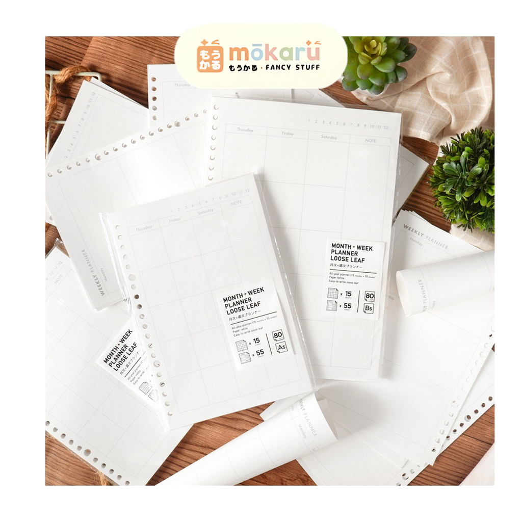 

Panmomo Monthly And Weekly Planner Loose Leaf B5 / Kertas Binder Planner Jadwal Agenda Bulanan Mingguan Simple Lucu Unik Murah