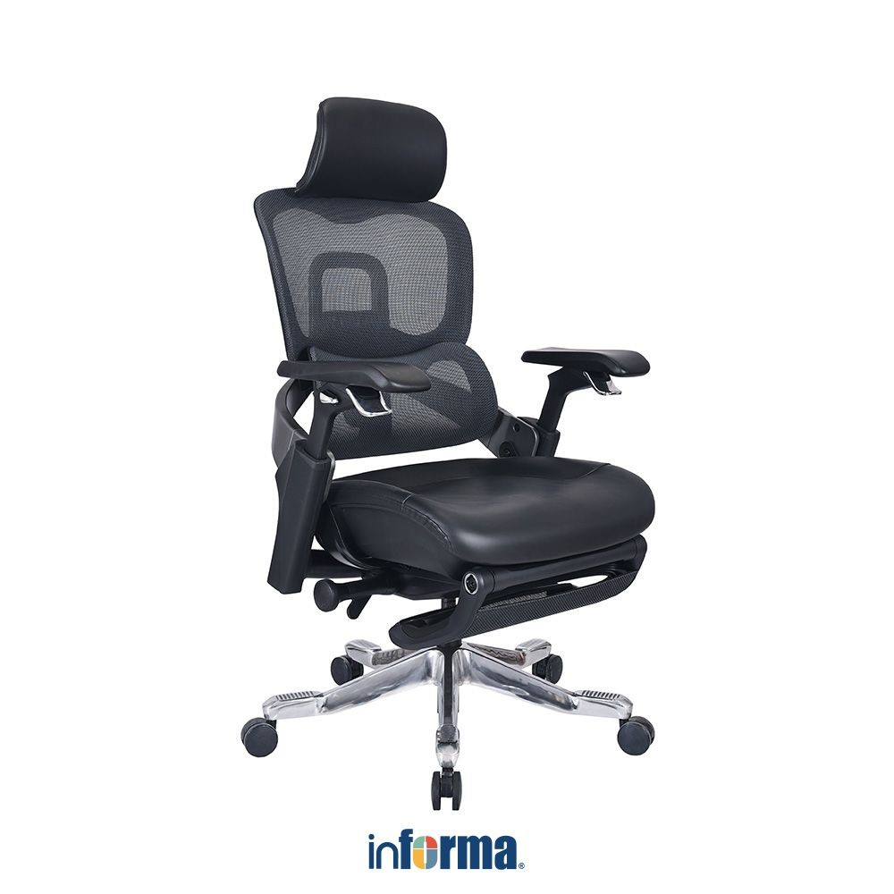 Informa Most Ushimo Kursi Kantor Sandaran Tinggi - Hitam Tempat Kerja Dengan Roda Office Chair Kursi