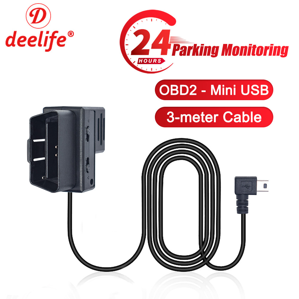 Deelife OBD2 Hardwire Kit OBD2-Mini USB Charging Cable for DVR Dash Cam with Mini USB to Micro USB A