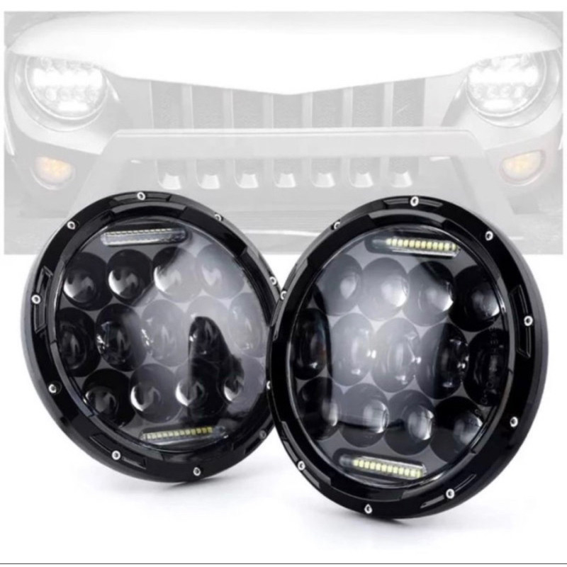 LAMPU TEMBAK DEPAN BULAT (GT39)  7 INCH DENGAN BATOK LED HEADLIGHT CUSTOM JEEP RX KING NINJA