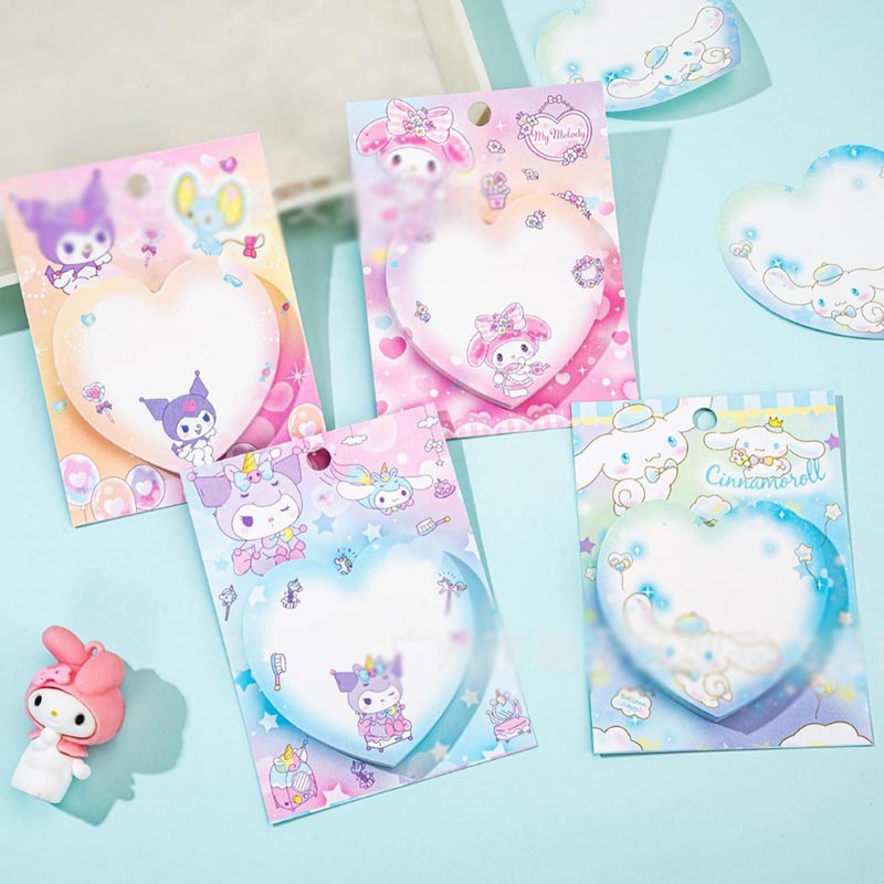 

8pcs/lot Sanrio Melody Kuromi Memo Pad Cinnamoroll Sticky Notes Stationery Label Notepad Planner Sticker Post School Supply