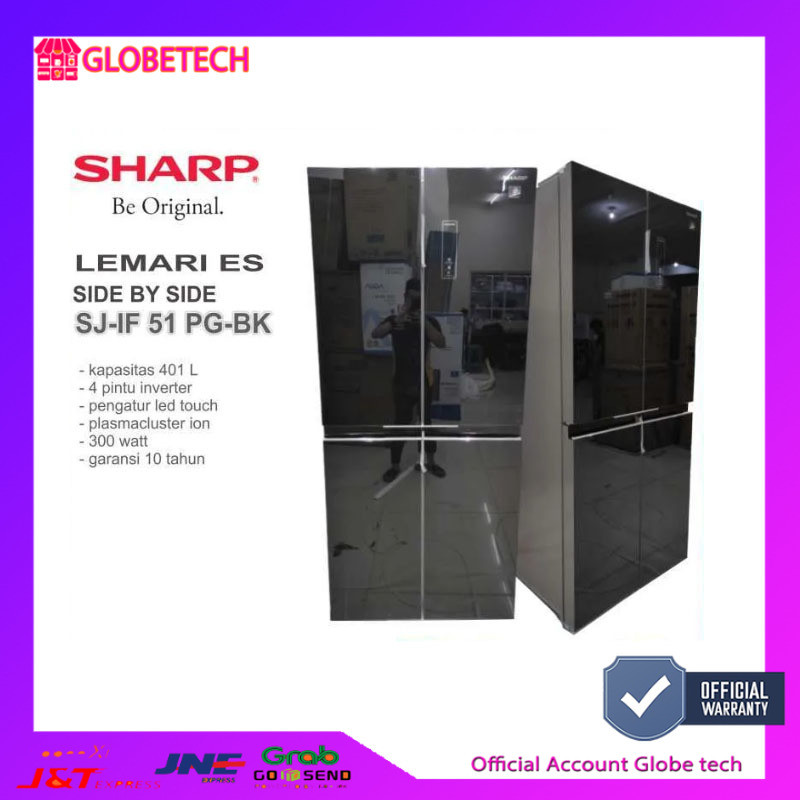 KULKAS SHARP 4 PINTU LEMARI ES SIDE BY SIDE SJ-IF 51 PGBK