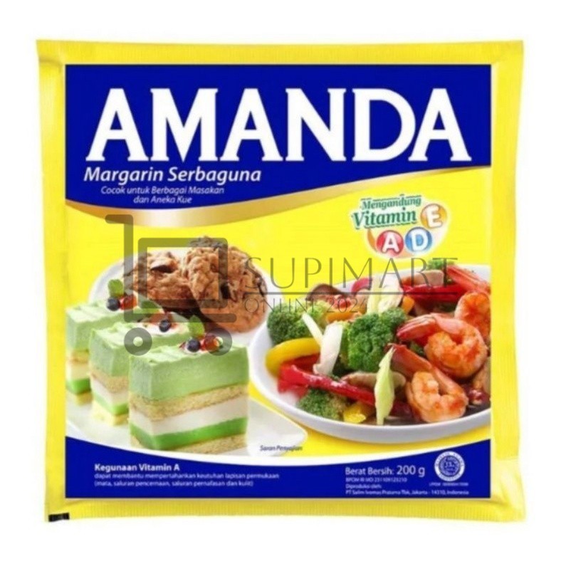 

Amanda Margarin Margarine Kuning Sachet 200gr / Amanda Margarin Serbaguna 200gr