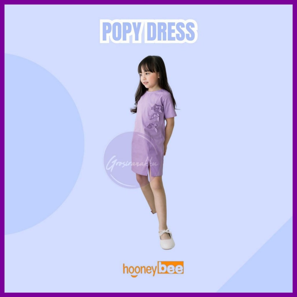 Hooneybee Popy Lilac - Dress Anak Perempuan [Size 1-5 Tahun] Baju Dres Kaos Cewek