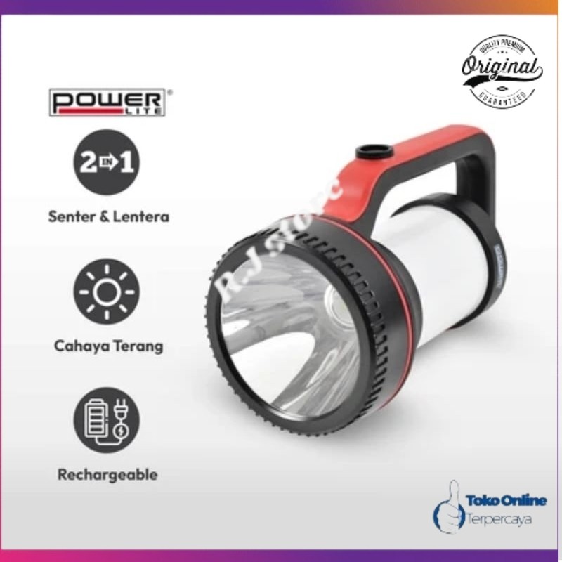 Powerlite Senter Led Rechargeable Dengan Lentera 7 Watt/lampu senter/lampu emergency