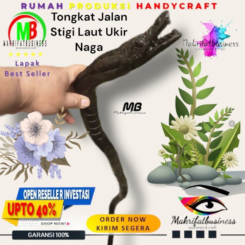 MAKRIFATBUSINESS Tongkat jalan Kayu stigi laut ukir Naga